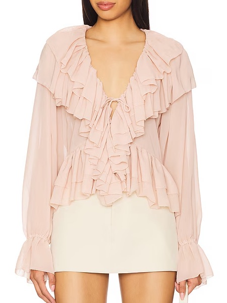 Torn By Ronny Kobo Soraya Top In Rose Chiffon Size Xs